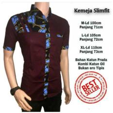 Totally Great Shop Kemeja Kerja Eksklusif Hem Batik Pria Kombinasi Magenta Biru