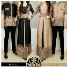 TotallyGreatShop Baju Pesta Couple Muslim - Gamis Pesta + Kemeja Batik Pria - Baju Kondangan Muslimah - Fashion Busana Muslim - iherlia