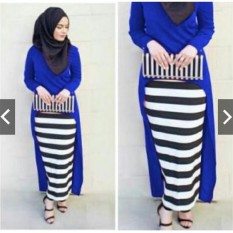TotallyGreatShop Gamis Pesta Remaja Trendy Setelan 3 in 1 + Hijab Pashmina + Rok Strip - Baju Kondangan Muslimah - Maxy Dress Terbaru kekinian - Kebaya Modern ihgita