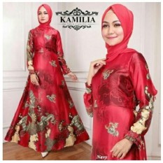TotallyGreatShop Gamis Syari Pesta Batik Sutra + Phasmina - Kebaya Pesta Modern - Gaun Pesta Muslim - Mewah Elegan - Baju Kondangan Muslimah - Fashion Busana Muslim - ihkamelia