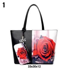 Tote Bag Korean Style Printing Red Rose / Tas Bahu Wanita Korean Style (Multicolor)