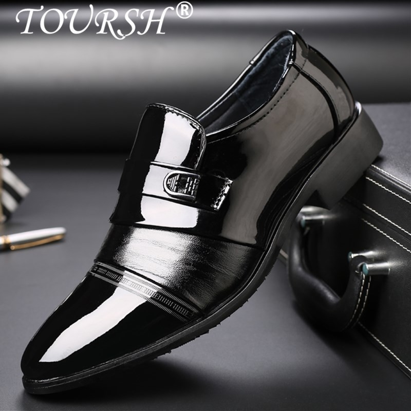 TOURSH Formal Sepatu Kantor Dress Suit Sepatu Gaya Italia Pernikahan Kasual Sepatu Derby Sepatu Pria Sepatu Kulit- INTL