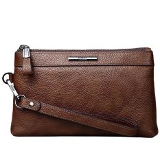 TP Tas Pria Fashion Bisnis Lapisan Kulit Sapi Tinggi-CapacityleatherWallet (Khaki)-Intl