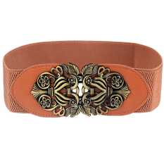 TP Paduan Coklat Flower Leather Belt Brand Wo Vintage Girdle Sabuk Forwo Murah-Fine Store-Intl