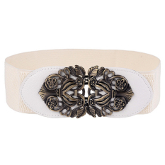 TP Fashion White Alloy Flower Sabuk Kulit Merek Wanita Vintage Girdlebelts untuk Wanita Murah-Fine Store-Intl
