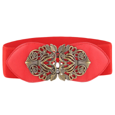 TP Red Alloy Flower Leather Belt Brand Wanita Vintage Girdle Sabuk Forwomen Murah-Fine Store-Intl