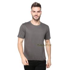 TRAFIX Kaos Polos Pria Premium - T-Shirt Polos Abu Tua 30s