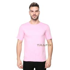 TRAFIX Kaos Polos Pria Premium - T-Shirt Polos Pink Muda 30s