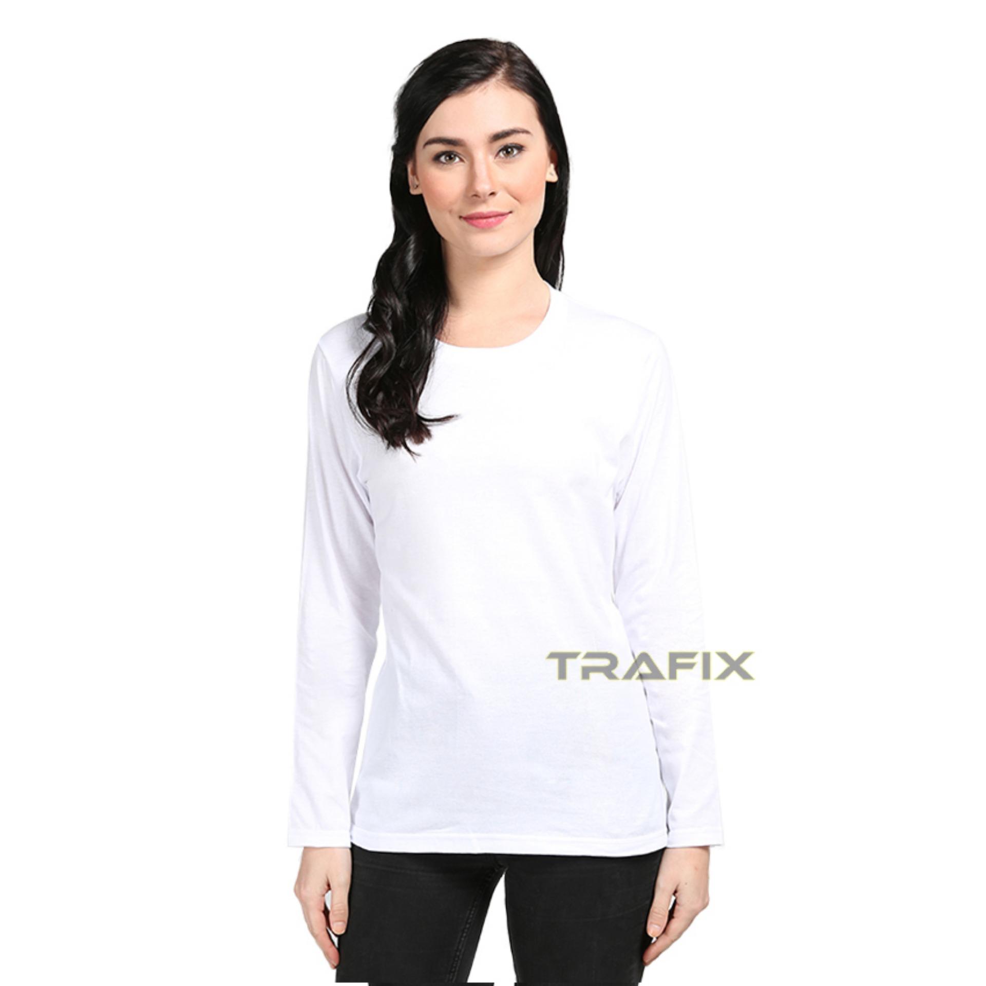 TRAFIX Kaos Polos Wanita Lengan Panjang - T-Shirt Cewe Unisex Premium