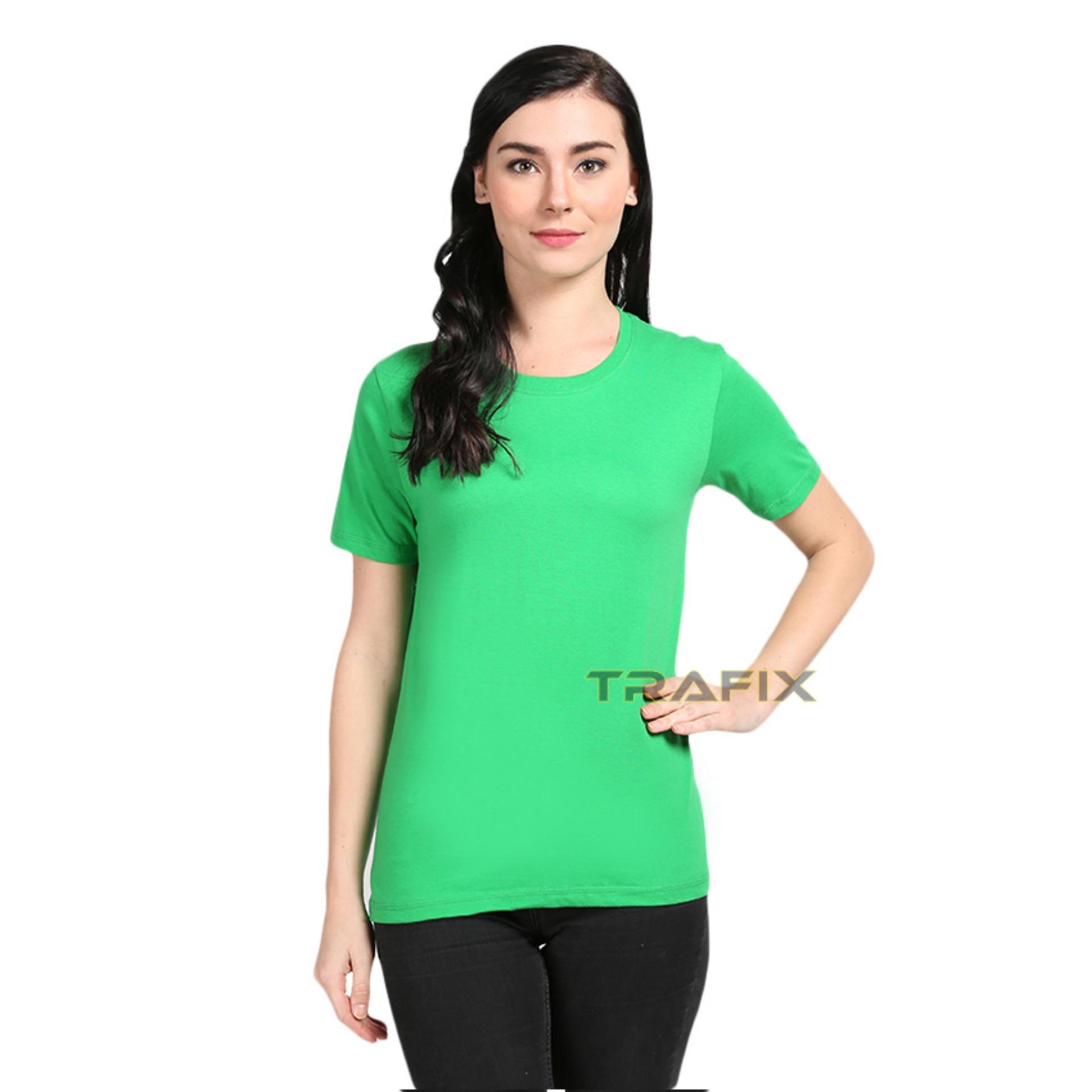 TRAFIX Kaos Polos Wanita Premium - T-Shirt Plain UNISEX Hijau