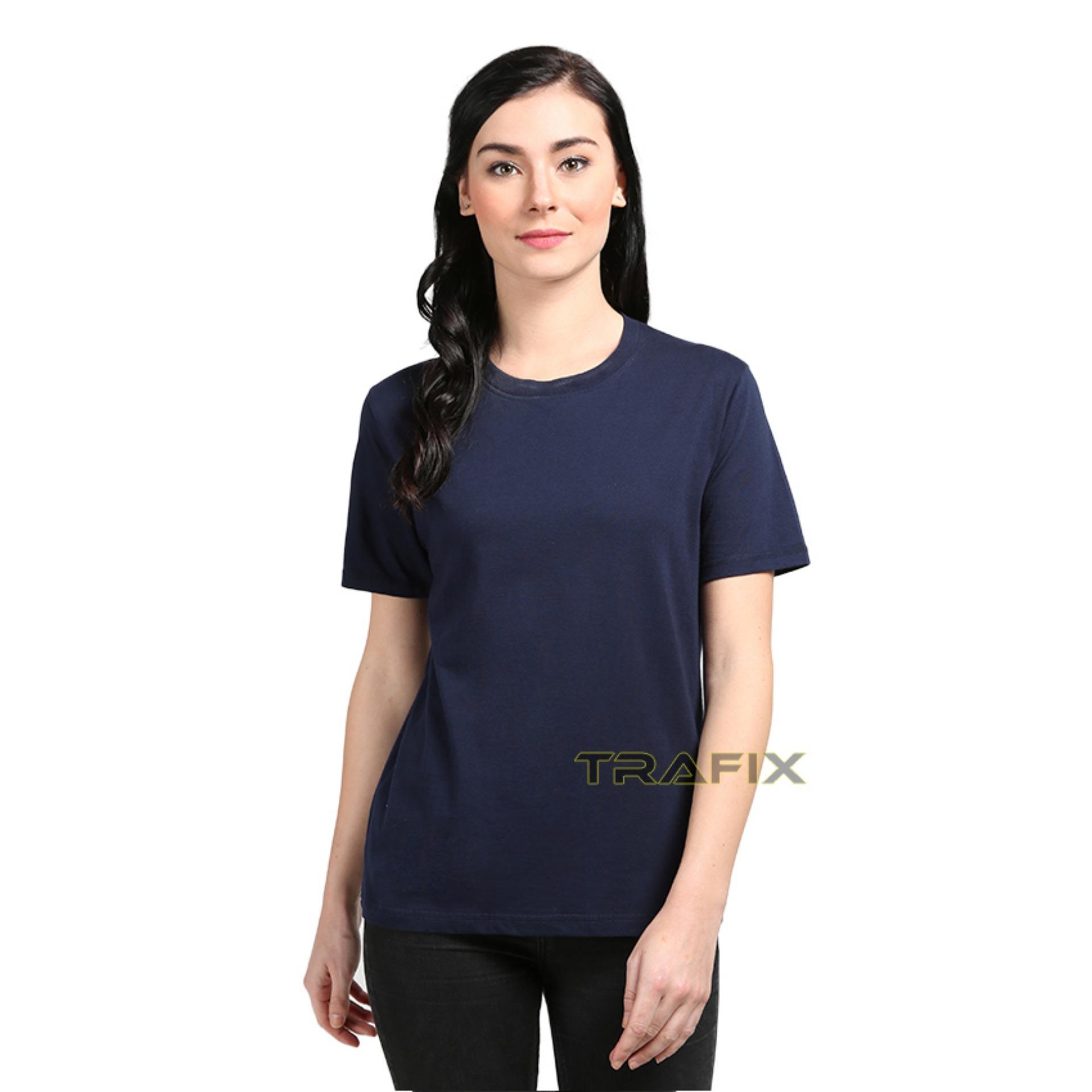 TRAFIX Kaos Polos Wanita Premium - T-Shirt Plain UNISEX Navy Blue