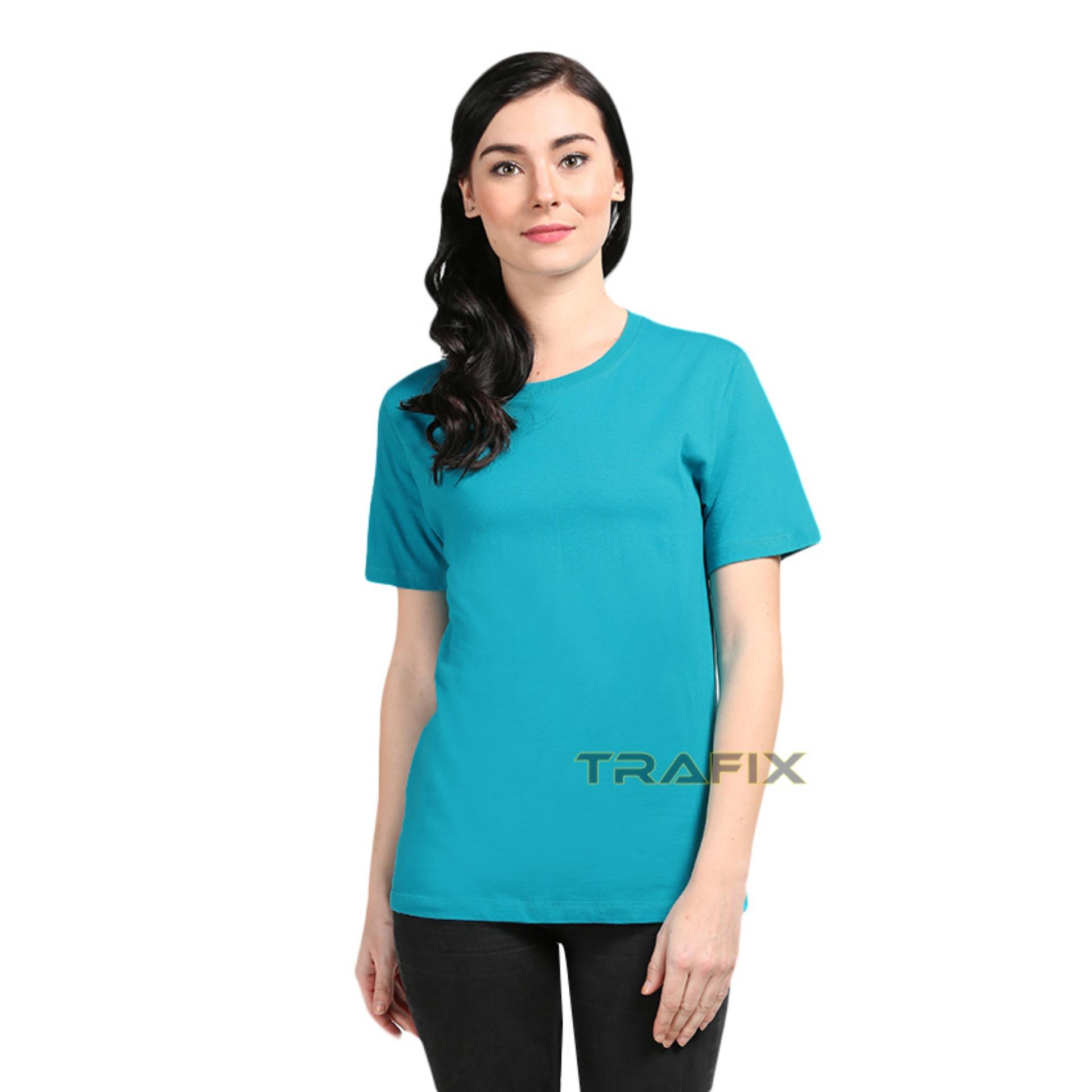 TRAFIX Kaos Polos Wanita Premium - T-Shirt Plain UNISEX Turkis