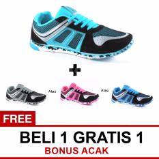 Trekkers JW-Pisces Sepatu Olahraga Hitam / Pirus - Beli 1 Gratis 1 Random