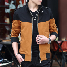 Tren Katun Ramping Musim Semi atau Musim Gugur Model The Man Jaket Jas Jaket (Tanah Hitam Kuning)