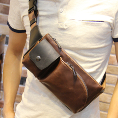 Masuknya laki-laki dan Jepang dan Korea Selatan kulit pria pack dada kecil (Kopi warna) (Kopi warna) Tas Tas Pria tas selempang pria