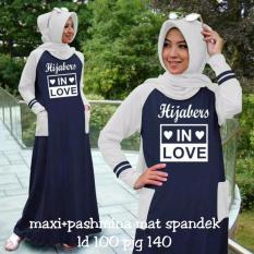 Gamis pesta - Maxi Pashmina Sablon Uk L - Navy