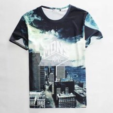 Gaya Barat kerah bulat katun Baju Kaos Pria Musim Panas Gaya Jepang pemuda murid t-shirt kasual 3D kreatif Trendi Lengan Pendek Kaos