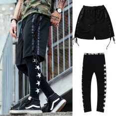 Trendi Hiphop Pria Dan Wanita Hip Hop Seolah-olah Dua Potongan Musim Gugur Legging Celana Pendek (8340 Celana Pendek + Legging Bintang)