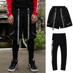 Trendi Hiphop Pria Dan Wanita Hip Hop Seolah-olah Dua Potongan Musim Gugur Legging Celana Pendek (8343 Celana Pendek + Besar Huruf Legging) celana pria Celana pendek pria Celana chino pria
