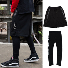Trendi Hiphop Pria Dan Wanita Hip Hop Seolah-olah Dua Potongan Musim Gugur Legging Celana Pendek (Lingkaran Bulat Celana Pendek + Besar Huruf Legging)