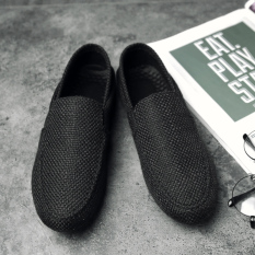 Trendi Pria Korea Modis Gaya Mudah Dipakai Sepatu Trendi Sepatu Kulit Kacang (YG-6000 Hitam)