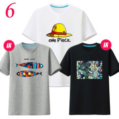 Trendi Pria Korea Modis Gaya Pria Lengan Pendek Ramping Baju Dalaman (6 Topi Putih + Berwarna Warna-warni Ganda ikan Abu-abu + Daun Seperti Jarum Hitam)