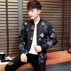 Trendi Pria Korea Modis Gaya Pria Musim Semi Baru Jaket Kasual Jaket Pria (Ikan Mas Hitam)
