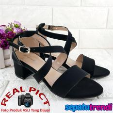 Trendi Sandal Wanita High Heels Hak Tebal Block Heels HT01