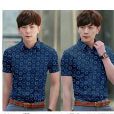 trendshopee Kemeja Casual Pria ALBERT NAvy