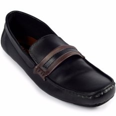 Sepatu Santai Casual Loafer Slip On Kulit Trumph Eagle Moccasin Black