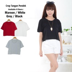 MichelleStore Kaos / T-shirt / Baju / Crop Top Polos Grey