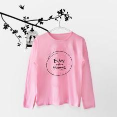 Tumblr Tee T-Shirt Kaos Wanita Lengan Panjang Enjoy Warna Pink