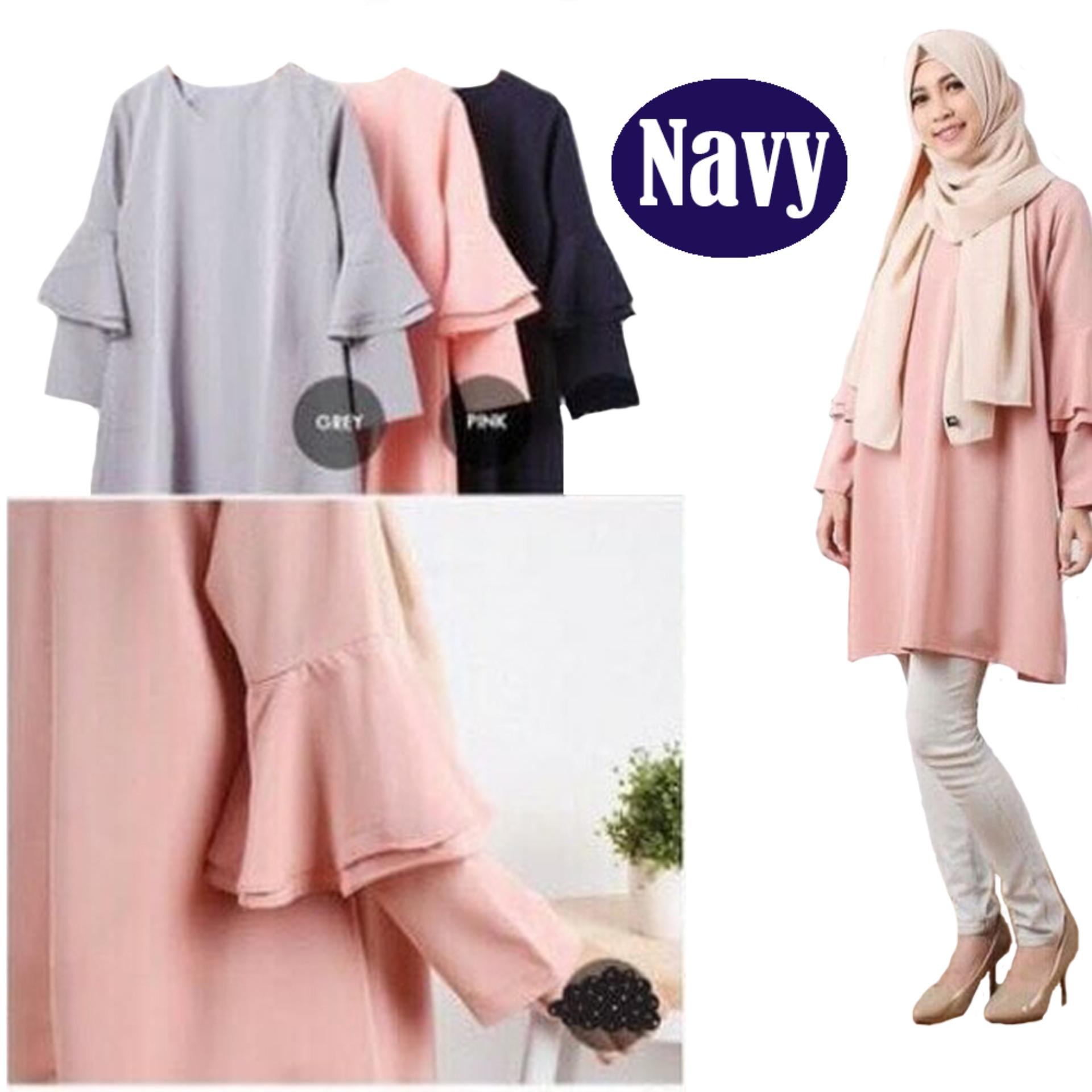 Tunik Atasan Wanita - Blouse Muslim Arda Top - Navy