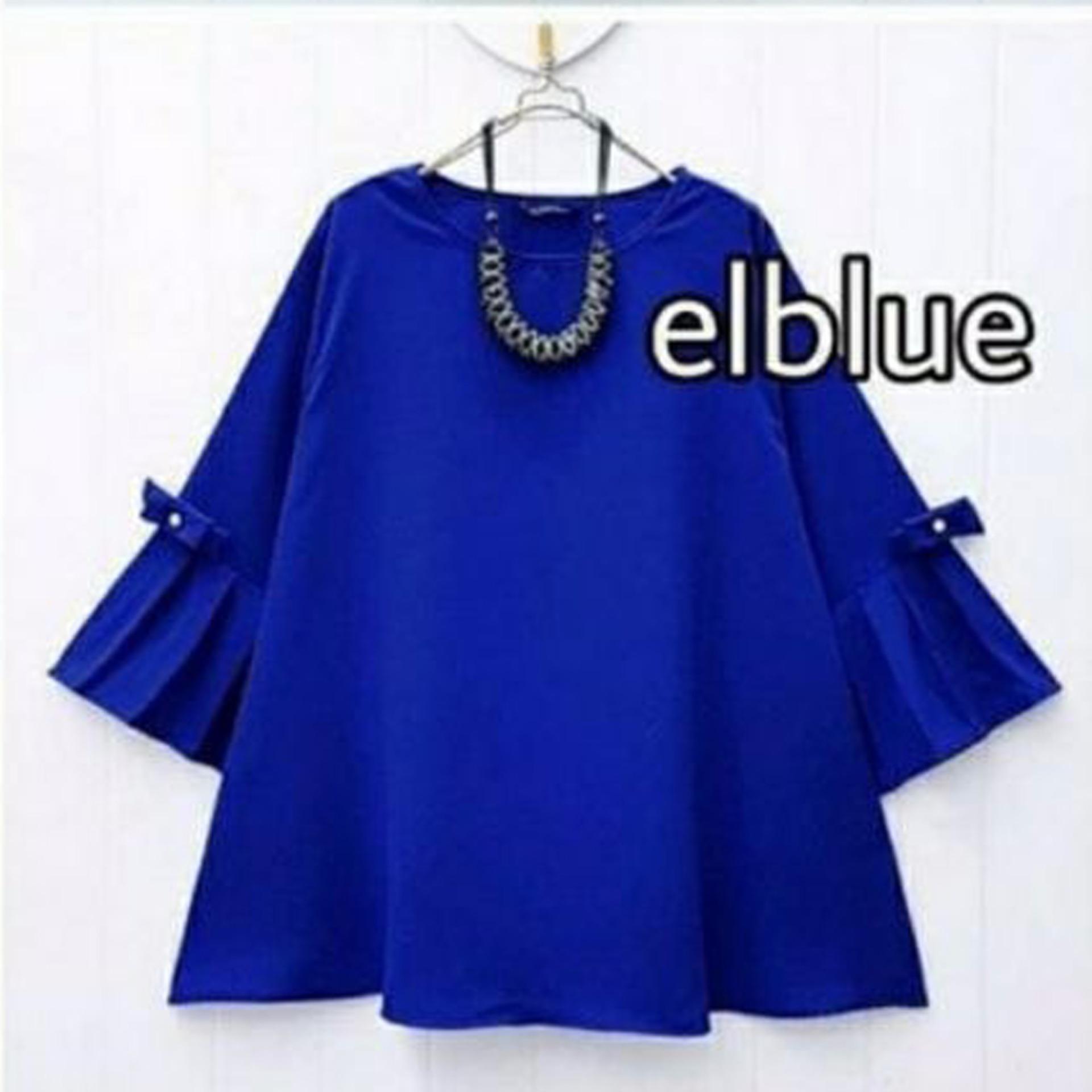 Tunik Atasan Wanita - Blouse Muslim Leona Puff Top - Elblue