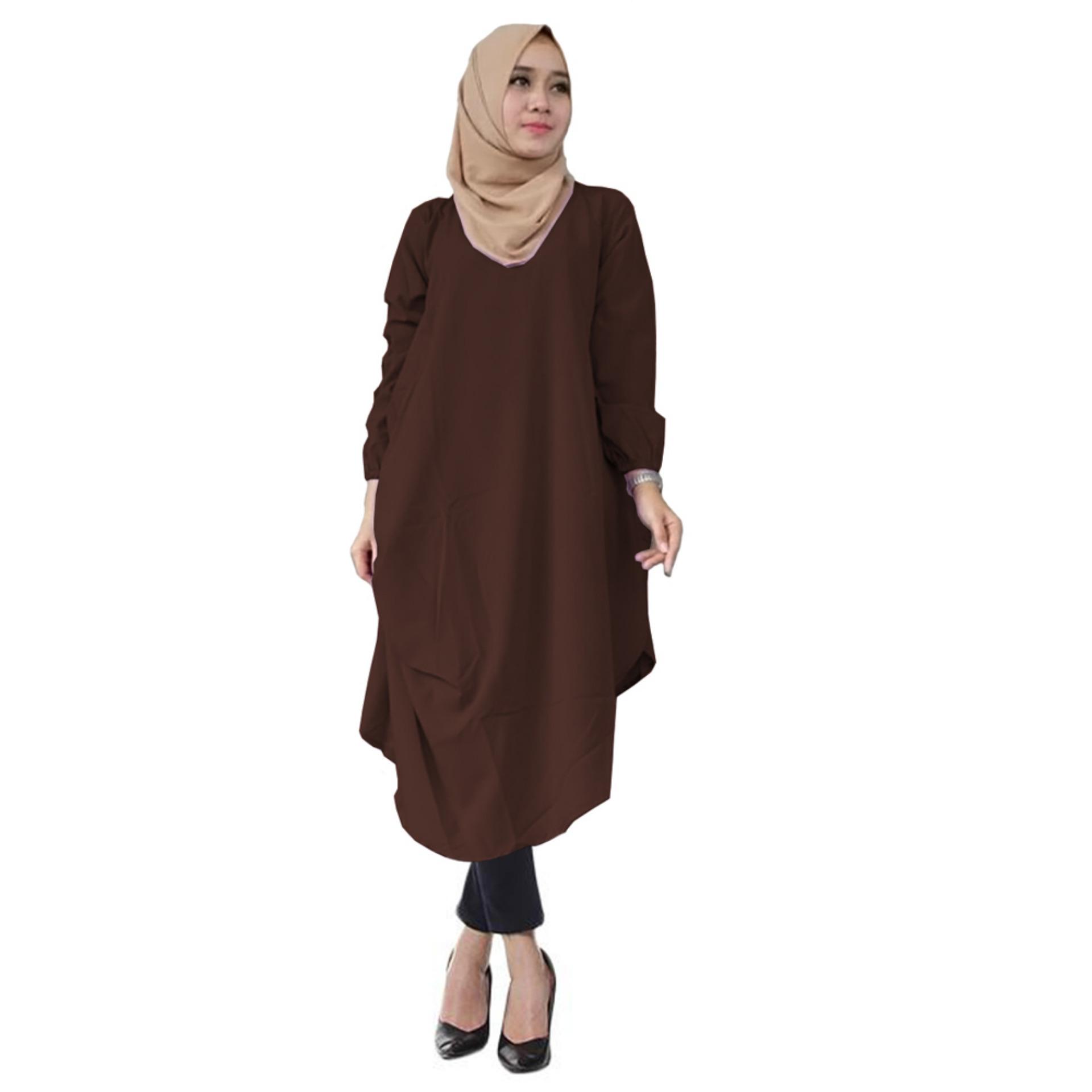 Tunik Atasan Wanita - Blouse Muslim Magali Long Top Variasi Lipatan Samping