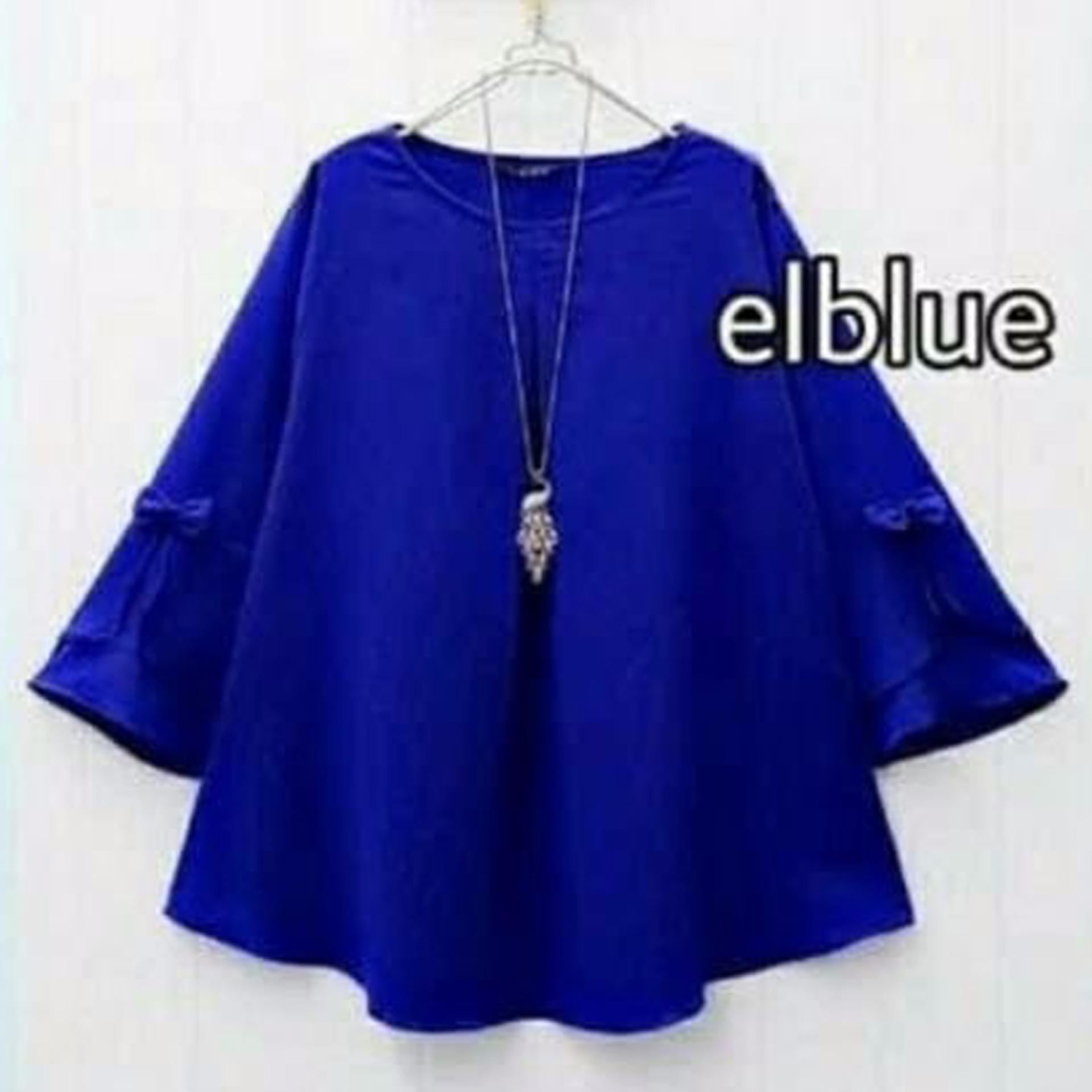 Tunik Atasan Wanita - Blouse Muslim Puffie Top Double Lengan - Elblue