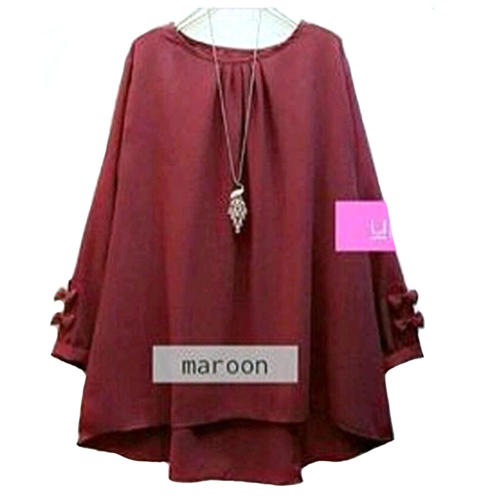 Tunik Atasan Wanita - Blouse Muslim Tunik Erkud - Maroon