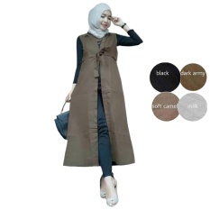 Tunik Atasan Wanita - Blouse Muslim Tunik Gamis Cardy Outer Room - Dark Army