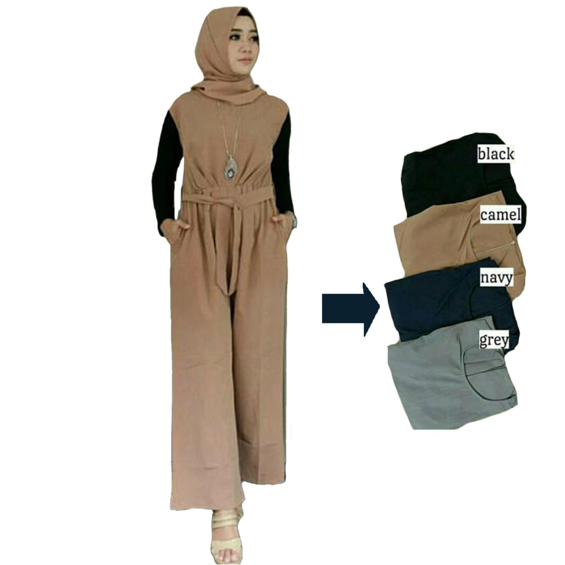 Tunik Atasan Wanita - Blouse Muslim Tunik Overall Bikku Jumpsuit - Navy