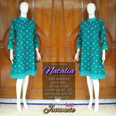 tunik blouse blus batik dress bahan katun motif jumputan warna hijau