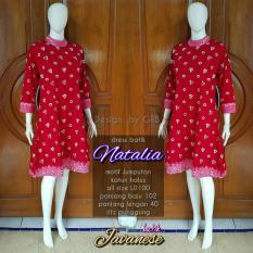 tunik blouse blus batik dress bahan katun motif jumputan warna Merah