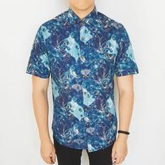 turquoise batik biru hijau kemeja pendek cowok pria lelaki laki bagus