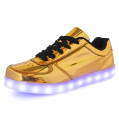 Ubuy Kids Girls Boys Light Up Roda Sepatu Roller Skates Sneakers Dance Boot Heelys (emas)