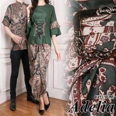 UC Kemeja Batik Pria Couple / Gamis Muslim / Kebaya Dress Wanita / Set Muslimah Pesta Kondangan (eliaad) AK - Hijau
