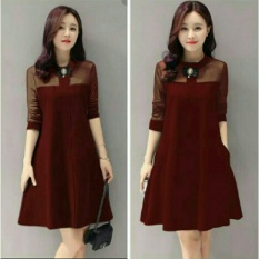 UC Dress Brukat Tile Mariska / Babyterry / Gaun Cantik elegant Kasual / Free Bross NV (riskama) - Maroon