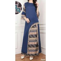 UC Jumpsuit Setelan Batik Wanita Cantik Muslim Luci / Set Baju Dan celana Muslim Muslimah AK (renamo) - Navy D2C