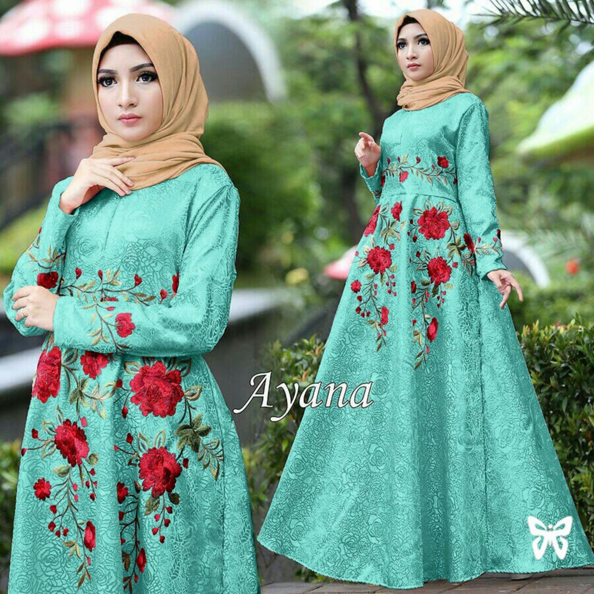 UC Dress Gamis Muslim Iyana/ Set Terusan Maxi Hijab Syar'i/ Syari Simple Elegant / Baju Muslimah Wanita / Kebaya Modern Baloteli Tanpa Pasmina (anaay) SS - Tosca / Gaun Pesta