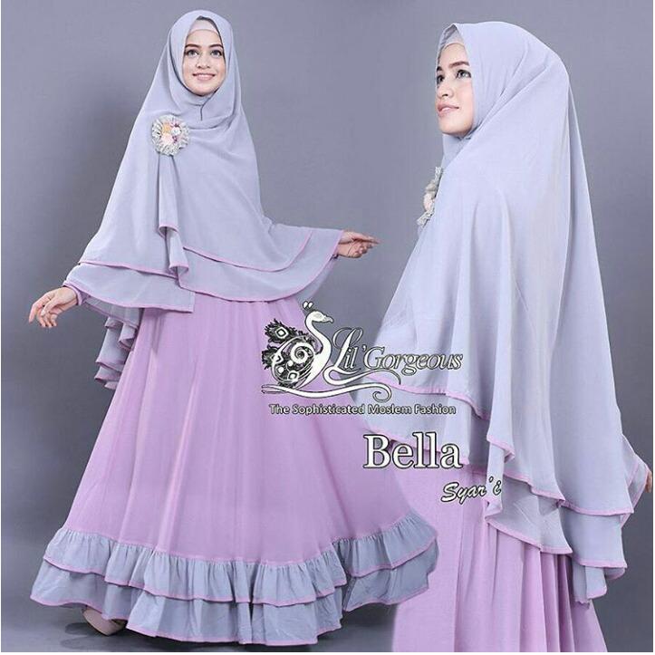 UC Baju Gamis Dress Muslim Syari Wanita EYYA Polos (LLABE) 1N - Lavender ( Dapat Jilbab ) / Hijab Muslimah / Baju Muslimah Wanita / Syari Syari'i Muslim / Gaun Muslim / Long Dress Muslimah Wanita  