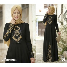 UC Dress Gamis Terusan Maxi Ravina / Syari Syar'i Simple Elegant / Baju Muslim Wanita / Kebaya Muslimah Modern (venara) SS - Hitam D2C