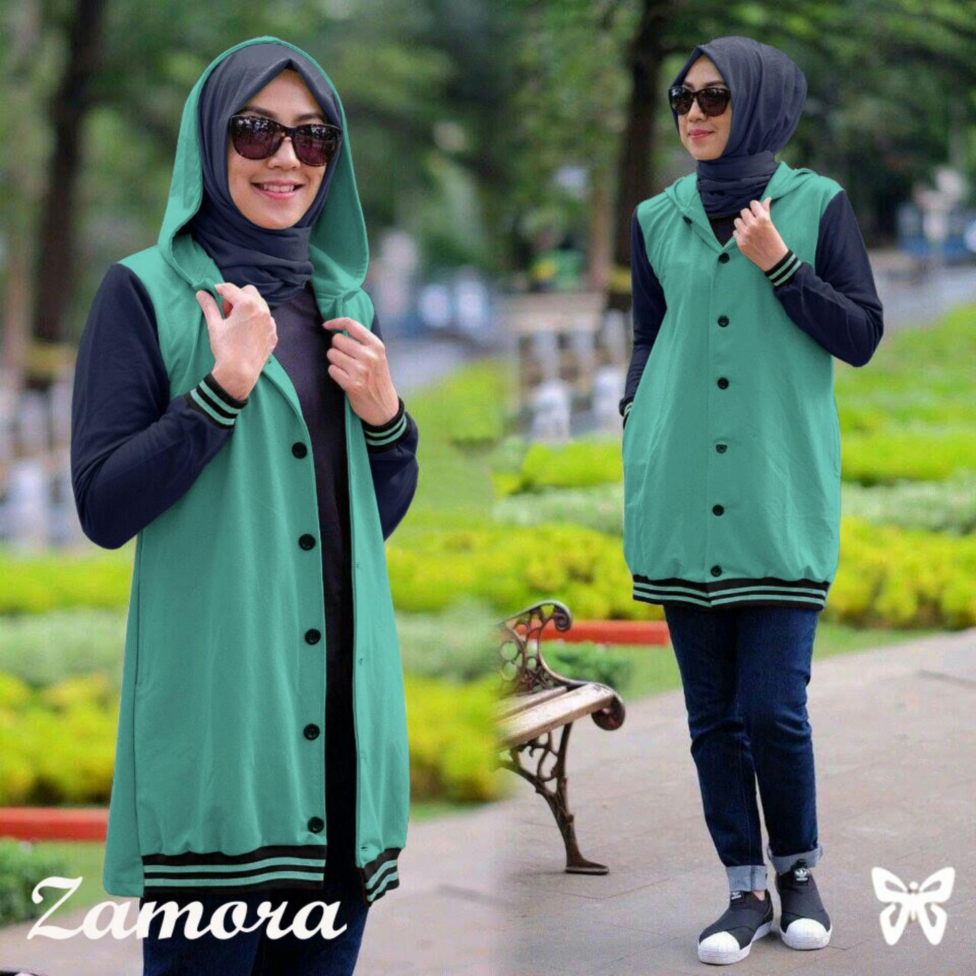 UC Jaket Outer Tunik Hoodie Wanita  Amora / Luaran Muslimah / Baju Bomber Terusan / Bahan Babyterry (moraza) SS - Tosca D2C